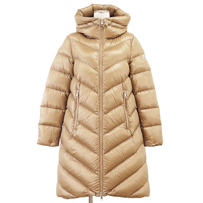 MONCLER モンクレール ダウンコート CAMBALES GIUBOTTO レディース サイズ 0 ナイロン100% ロゴ パッチ コミックラベル ダウンジャケット アウター キャメル ルーマニア製