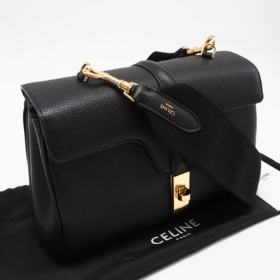 美品 CELINE セリーヌ グレインドカーフスキン ティーンソフト16 196853CR8 ショルダーバッグ ブラック グレインカーフレザー レディース