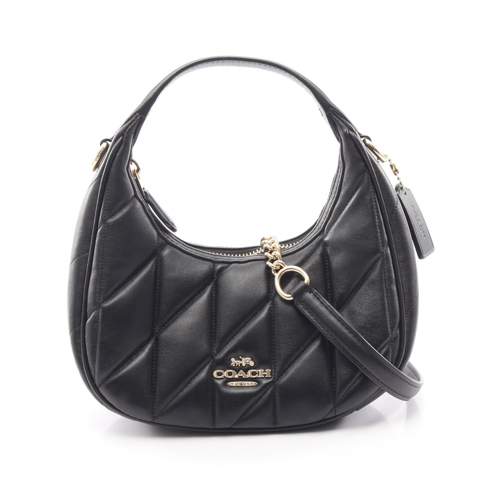 コーチ COACH カルメン ミニ キルティング 2WAY ハンドバッグ バッグ レザー レディース ブラック系 CY710 【中古】