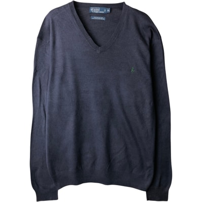 古着 ラルフローレン Ralph Lauren POLO by Ralph Lauren Vネック コットンニットセーター メンズXL相当/eaa637221