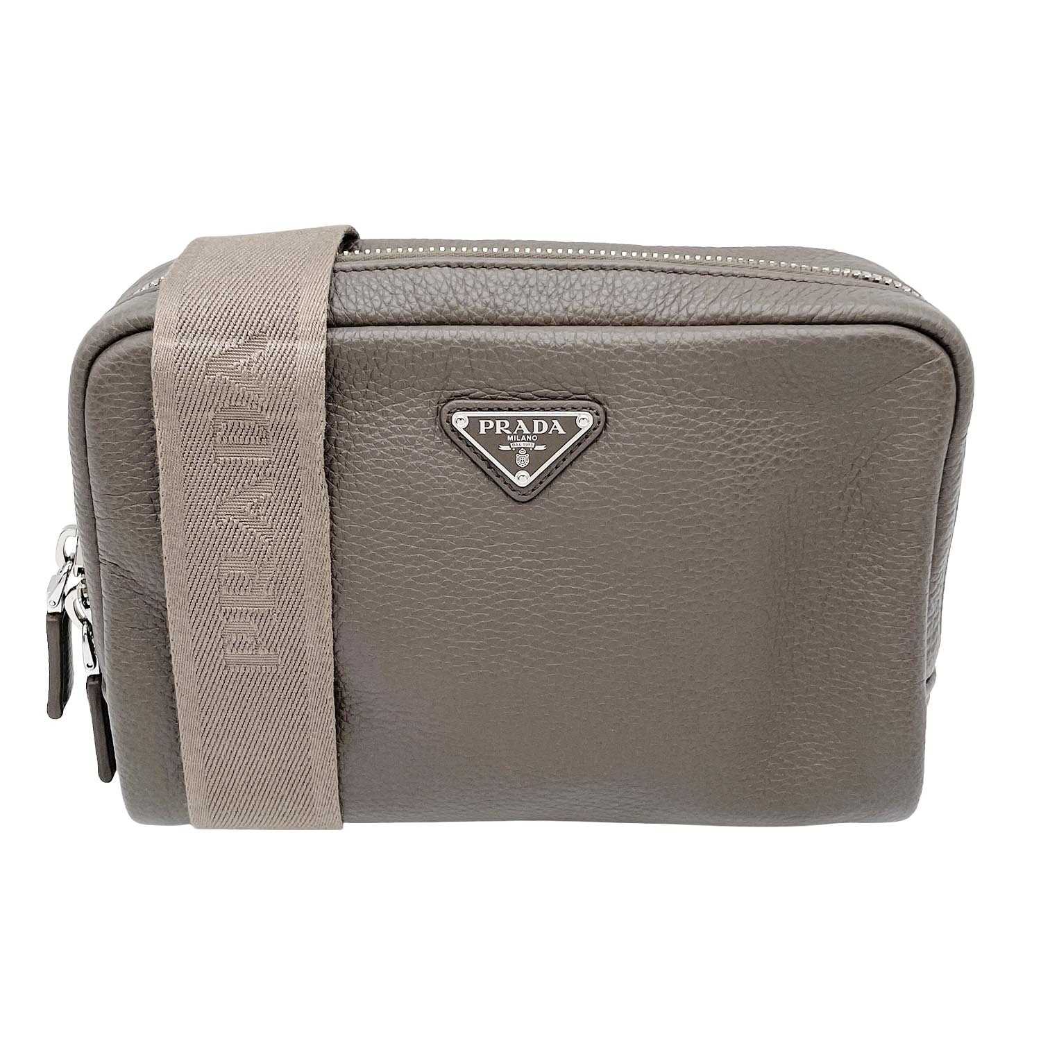 PRADA プラダ ヴィッテロダイノ ショルダーバッグ ボディバッグ レザー キャンバス ベージュ RFID メンズ 【中古】