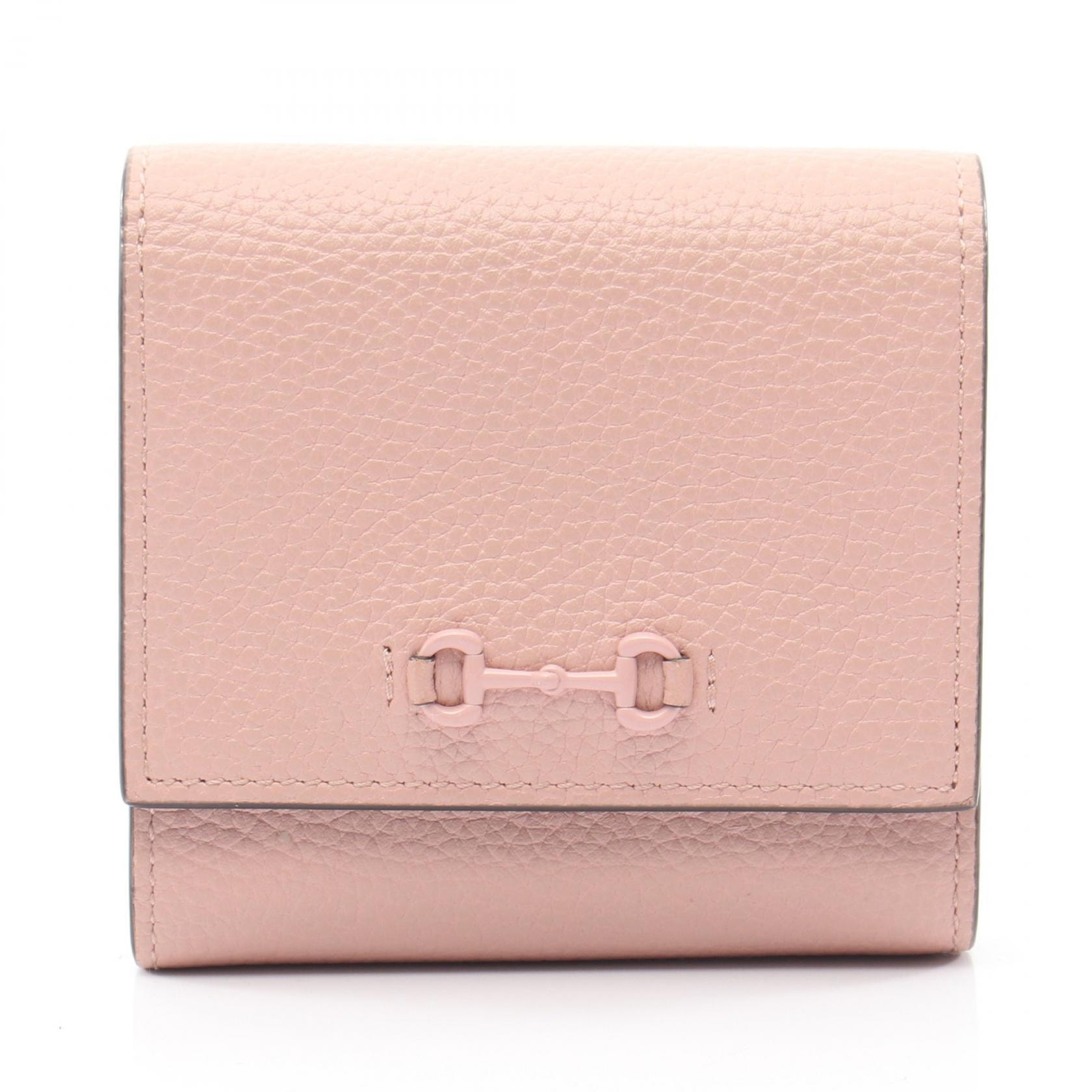 グッチ GUCCI ホースビット 二つ折り財布 財布 レザー レディース ピンク系 745981 【中古】
