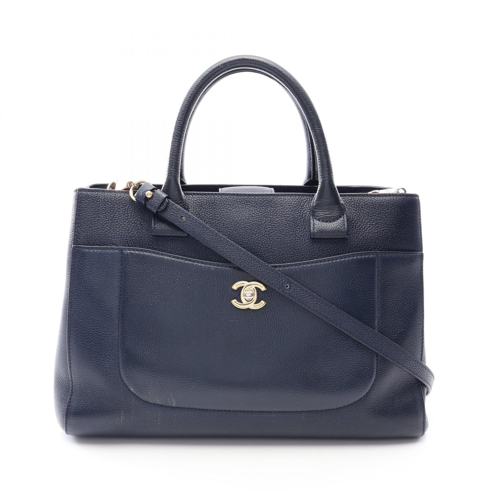 シャネル CHANEL ネオエグゼクティブトート 2WAY トートバッグ バッグ レザー レディース ネイビー系 A69930 【中古】