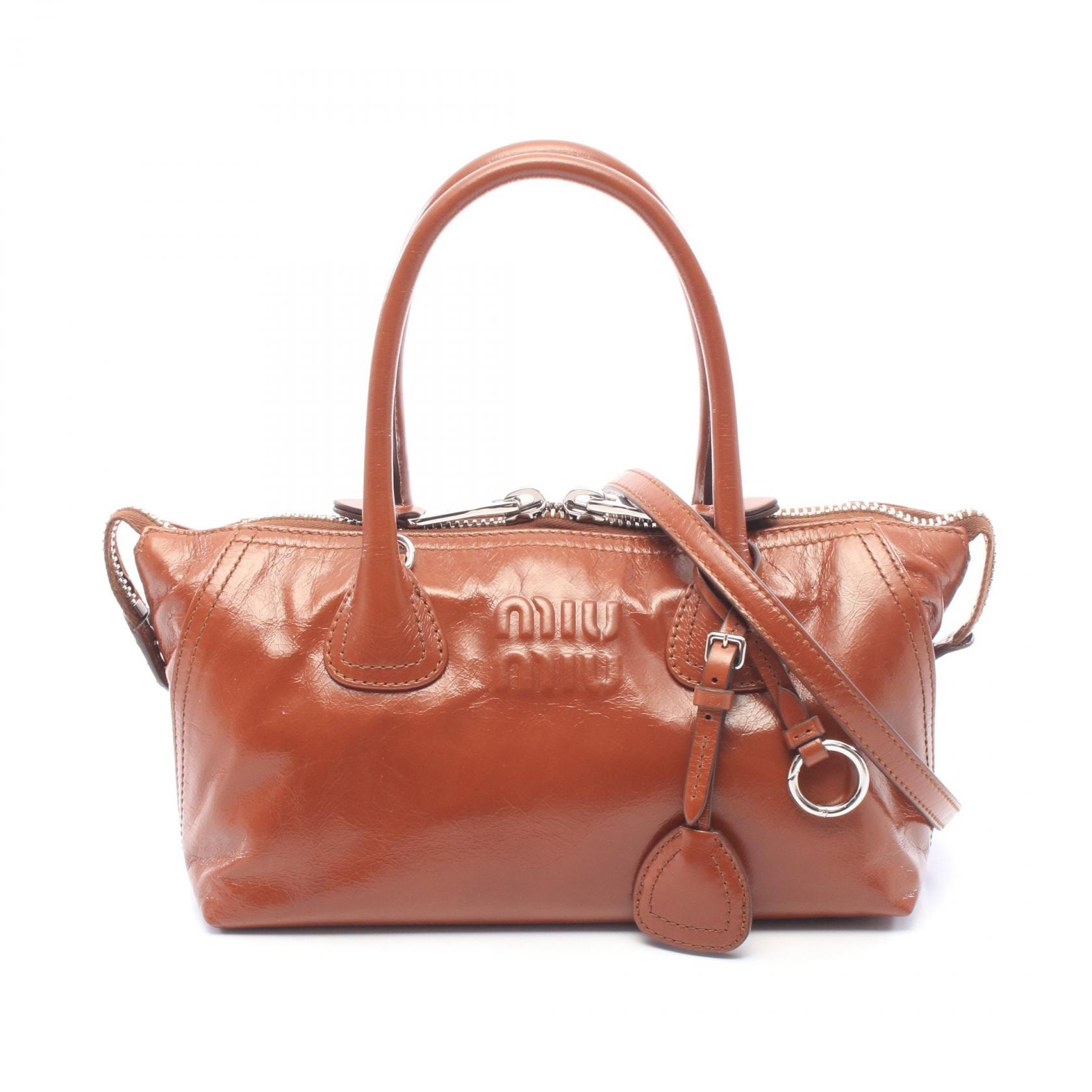 ミュウ ミュウ Miu Miu 2WAY ハンドバッグ バッグ レザー レディース ブラウン系 5BA3382A44F0BW5 【新品】