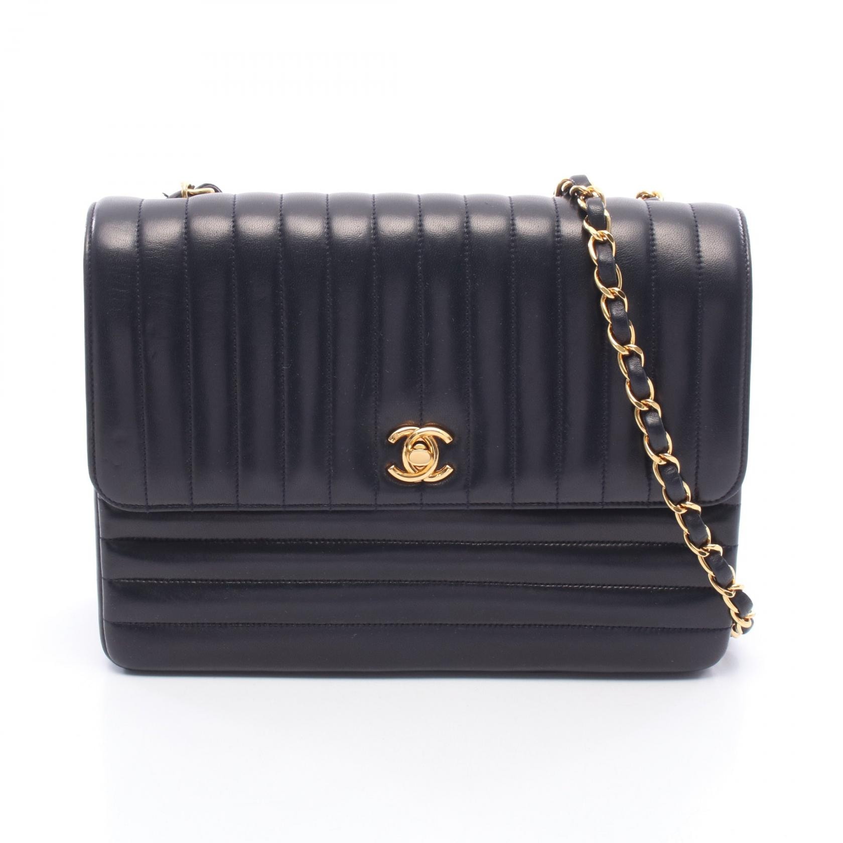 シャネル CHANEL マドモアゼル ショルダーバッグ バッグ ラムスキン(羊革) レディース ネイビー系 【中古】