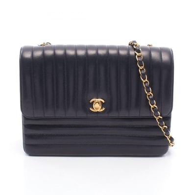 シャネル CHANEL マドモアゼル ショルダーバッグ バッグ ラムスキン(羊革) レディース ネイビー系 【中古】