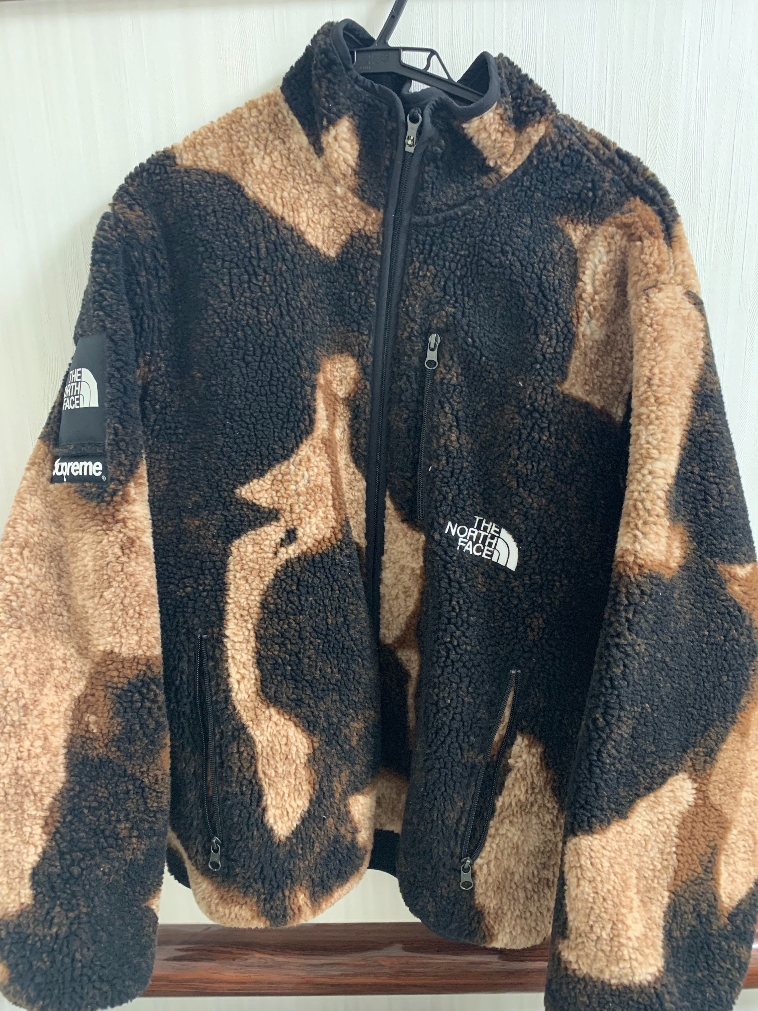 Supreme x The North Face Bleached Denim Print Fleece Jacket "Black"
