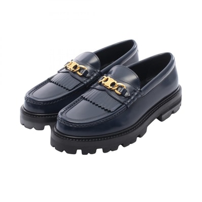 セリーヌ CELINE トリオンフ マーガレット ローファー 靴 レザー レディース ネイビー系 【中古】