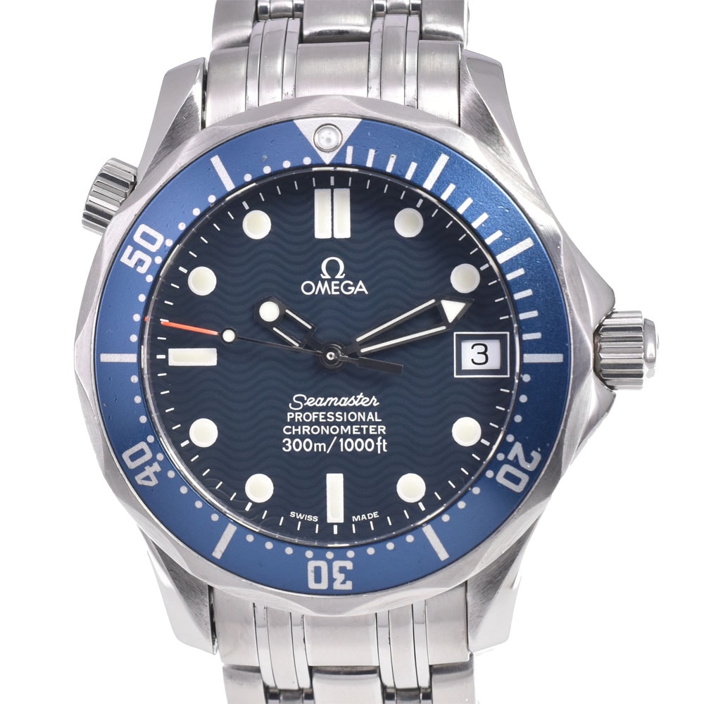 オメガ OMEGA 2551.80 シーマスター デイト 300m ブルー 自動巻き ボーイズ 良品 腕時計 C#149455
