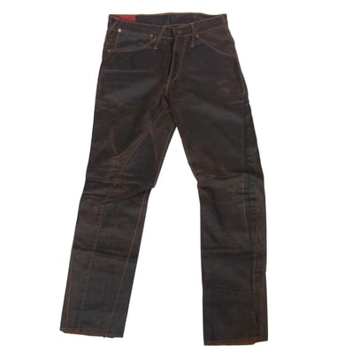 Levi's RED リーバイスレッド デニムパンツ 立体裁断 レザーシンチバック コーティング デニムパンツ 黒茶系 W30程度【中古】