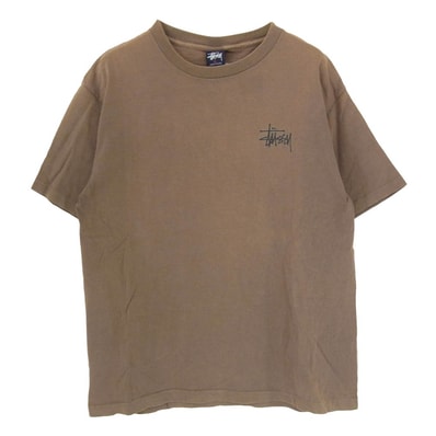STUSSY ステューシー Tシャツ 90s OLD オールド USA製 紺タグ バックドラゴンプリント クルーネック 半袖 Tシャツ カーキ系 L【中古】