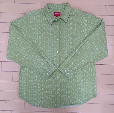 Supreme Warp Jacquard Logos Denim Shirt "Green"