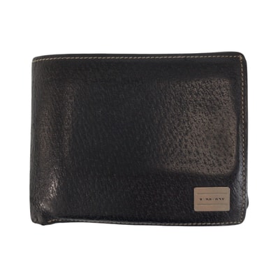 BURBERRY バーバリー ブラック 黒 シルバー金具 レザー 折財布 コンパクトウォレット 601074 【中古】