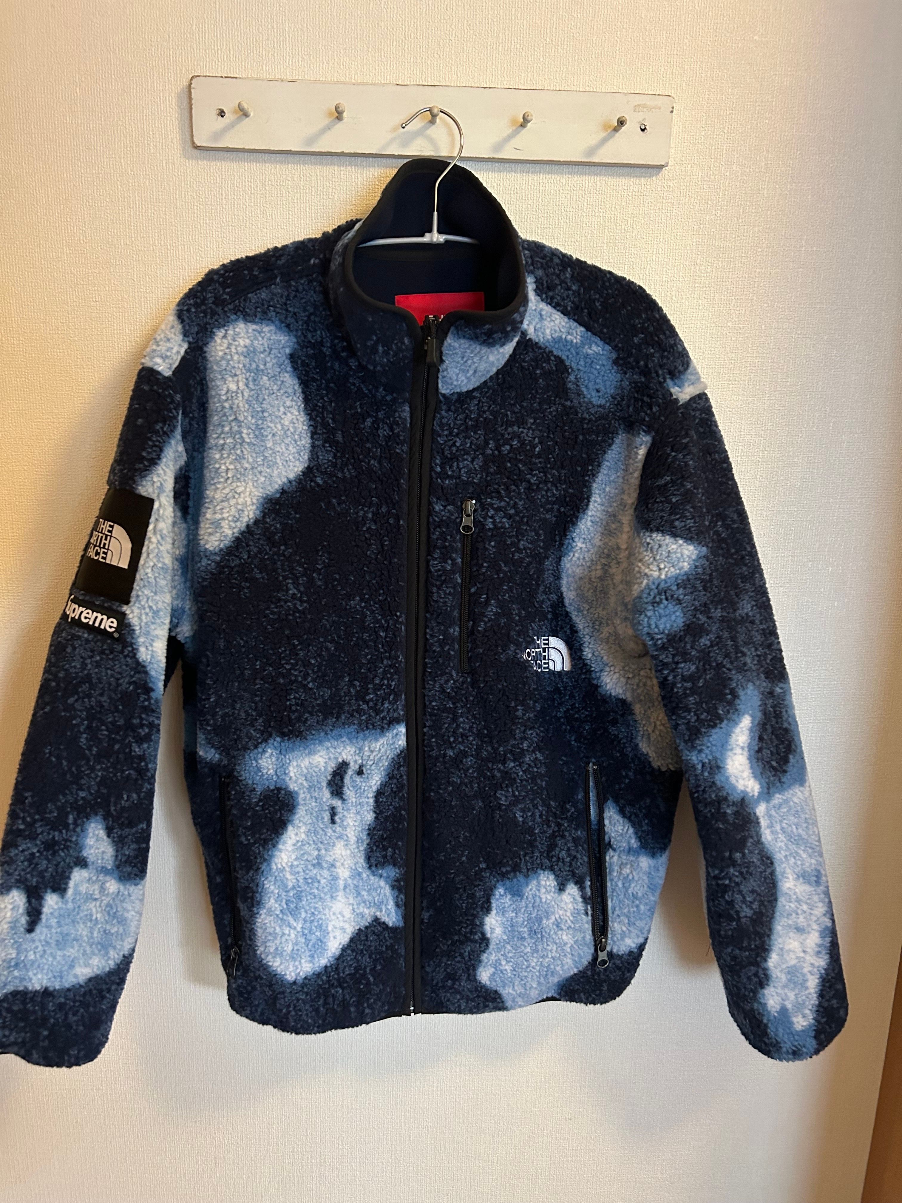 Supreme x The North Face Bleached Denim Print Fleece Jacket "Indigo"
