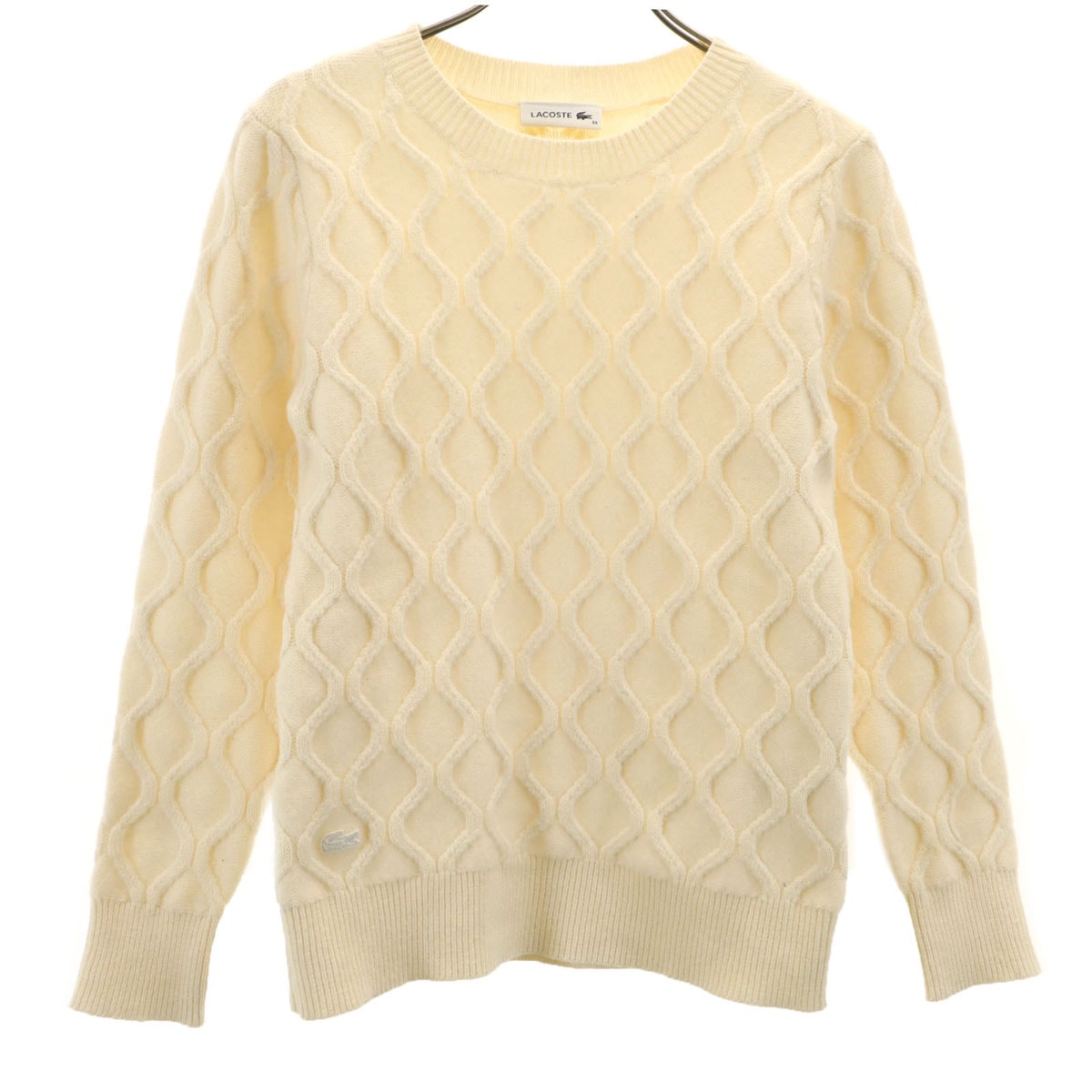 LACOSTE ラコステ ウールブレンド 長袖 セーター 34 アイボリー ニット