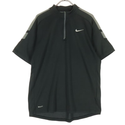 NIKE ナイキ スウッシュ 半袖 ハーフジップ Tシャツ L ブラック