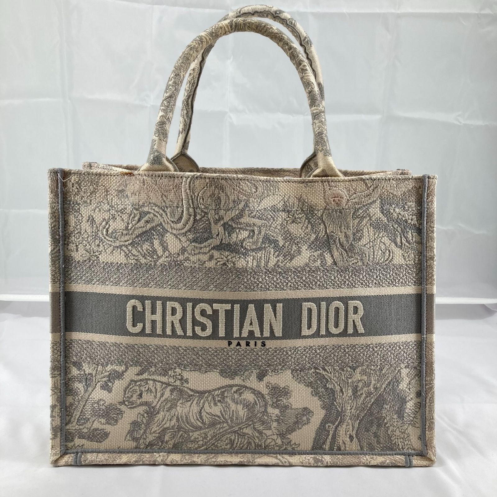 Christian Dior(クリスチャン・ディオール)ブックトート トワルドゥジュイ ミディアム トートバッグ グレー