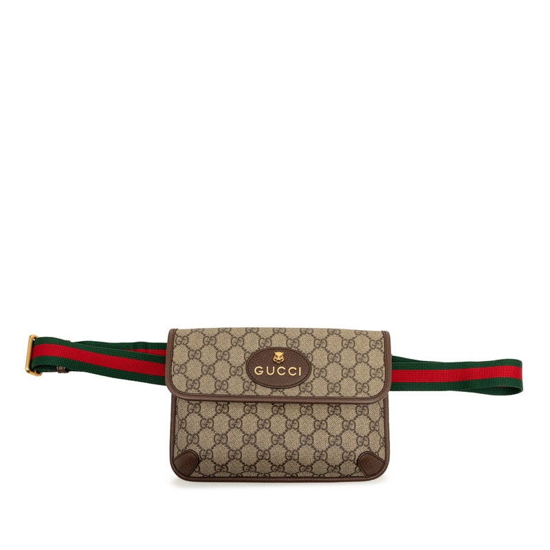 グッチ GGスプリーム タイガーヘッド ボディバッグ ウエストバッグ 493930 ベージュ ブラウン PVC レザー レディース GUCCI 【中古】