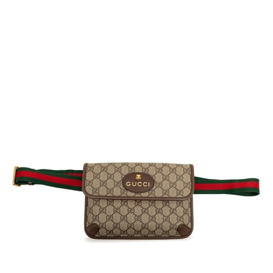 グッチ GGスプリーム タイガーヘッド ボディバッグ ウエストバッグ 493930 ベージュ ブラウン PVC レザー レディース GUCCI 【中古】