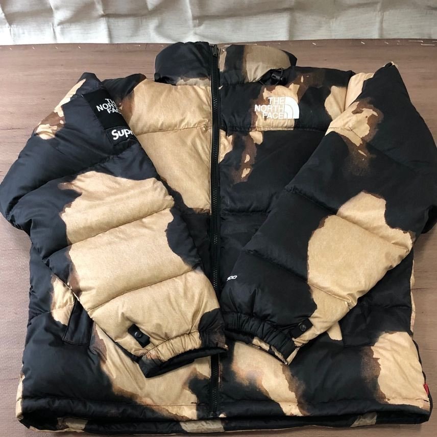 Supreme x The North Face Bleached Denim Print Nuptse Jacket "Black"