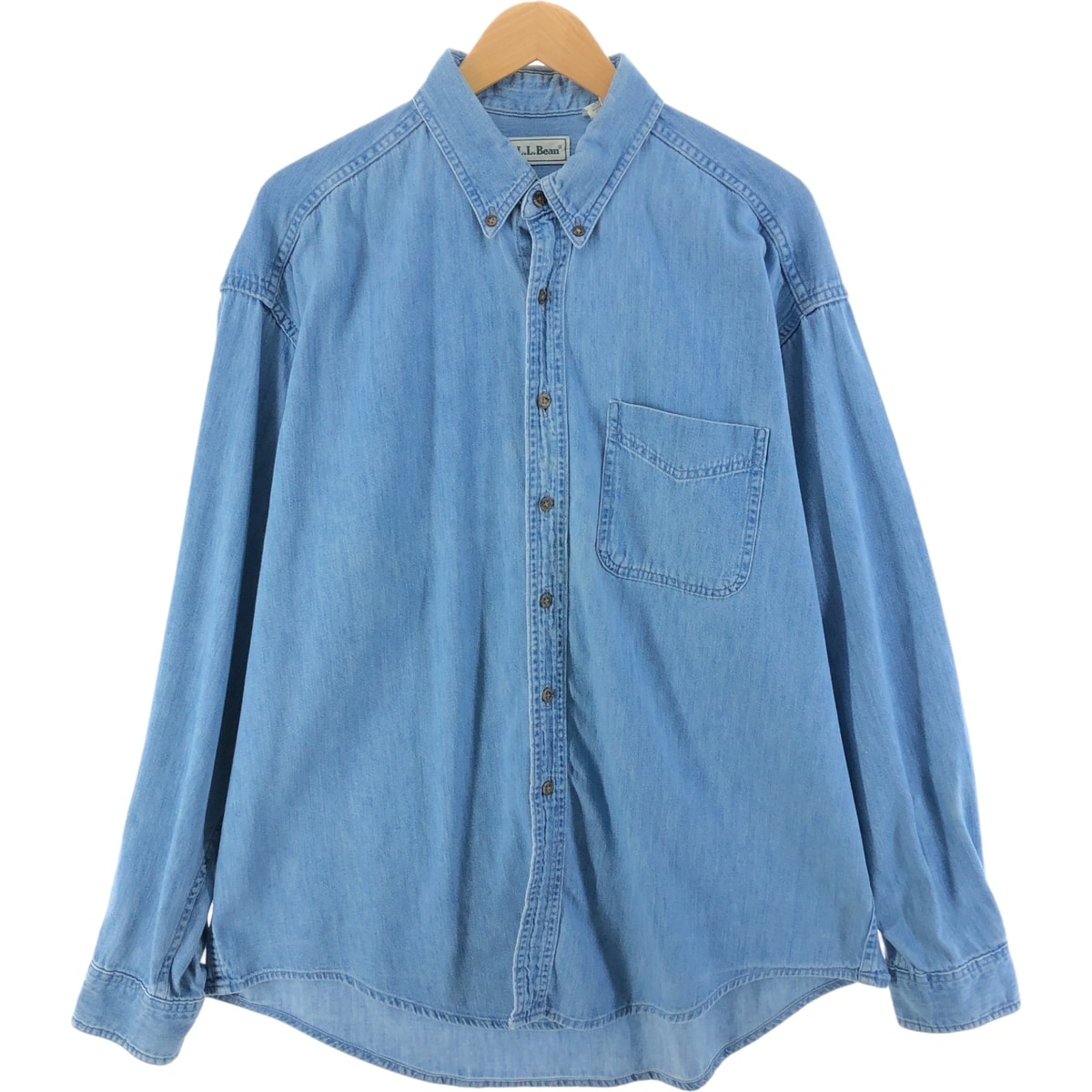 古着 エルエルビーン L.L.Bean 長袖 ボタンダウンデニムシャツ カナダ製 メンズXL相当/eaa523085