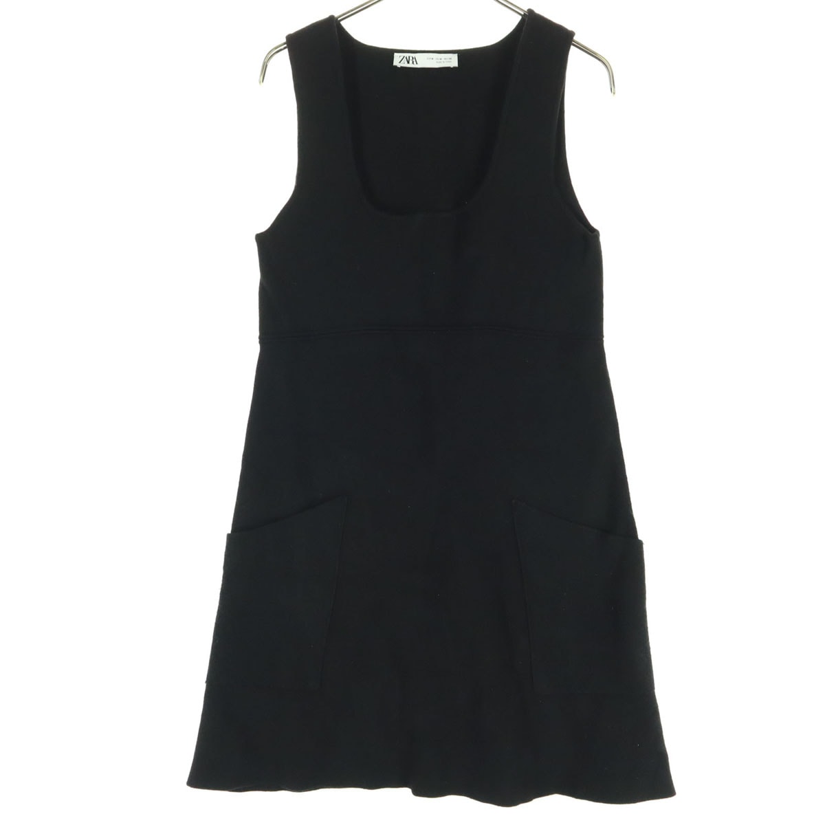ZARA ザラ ノースリーブ ニット 膝丈ワンピース M ブラック