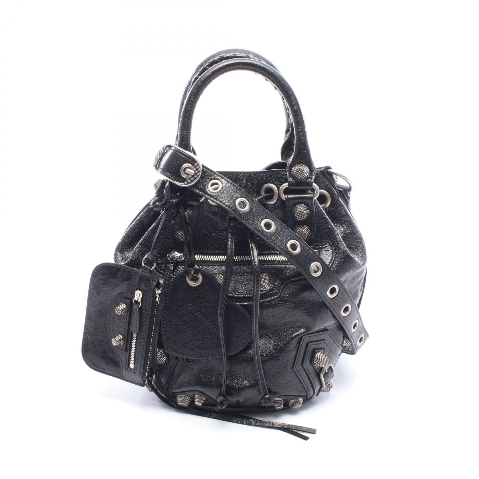 バレンシアガ BALENCIAGA LE CAGOLE ル カゴール バケットバッグ ハンドバッグ バッグ レザー レディース ブラック系 702432 【中古】