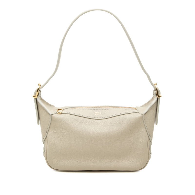 セリーヌ ミニ ロミー ワンショルダーバッグ ハンドバッグ アイボリー グレー系 レザー レディース CELINE 中古