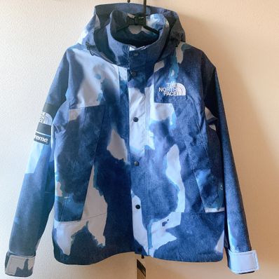 Supreme x The North Face Bleached Denim Print Mountain Jacket "Indigo"