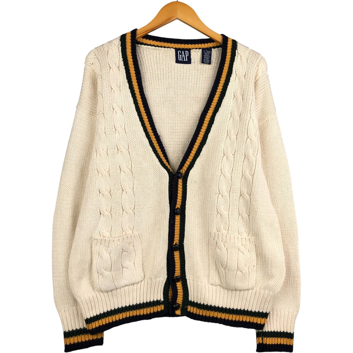 古着 90年代 ギャップ GAP オールドギャップ ケーブル編み コットンニットカーディガン メンズL相当 ヴィンテージ/eaa595846