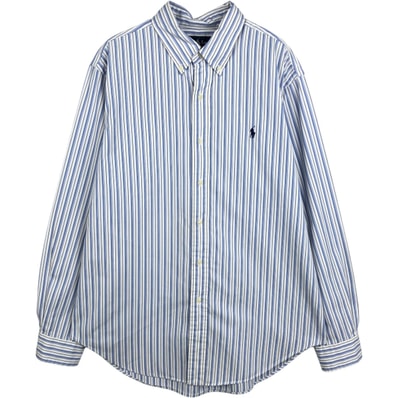 古着 ラルフローレン Ralph Lauren CLASSIC FIT クラシックフィット 長袖 ボタンダウンストライプシャツ メンズL相当/eaa650105