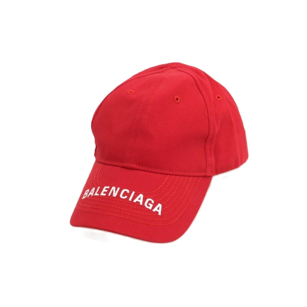 【中古】バレンシアガ BALENCIAGA ツイルコットン ベースボールキャップ 帽子 レッド【サイズL(59)】【メンズ】