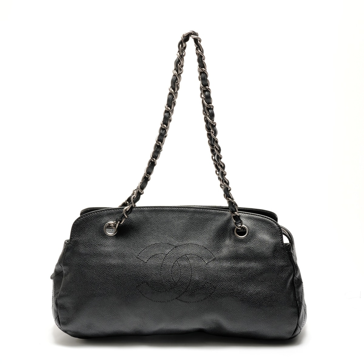 シャネル CHANEL 13番台 2009-2010 ワイルドステッチ ココマーク キャビアスキン ショルダーバッグ【中古】