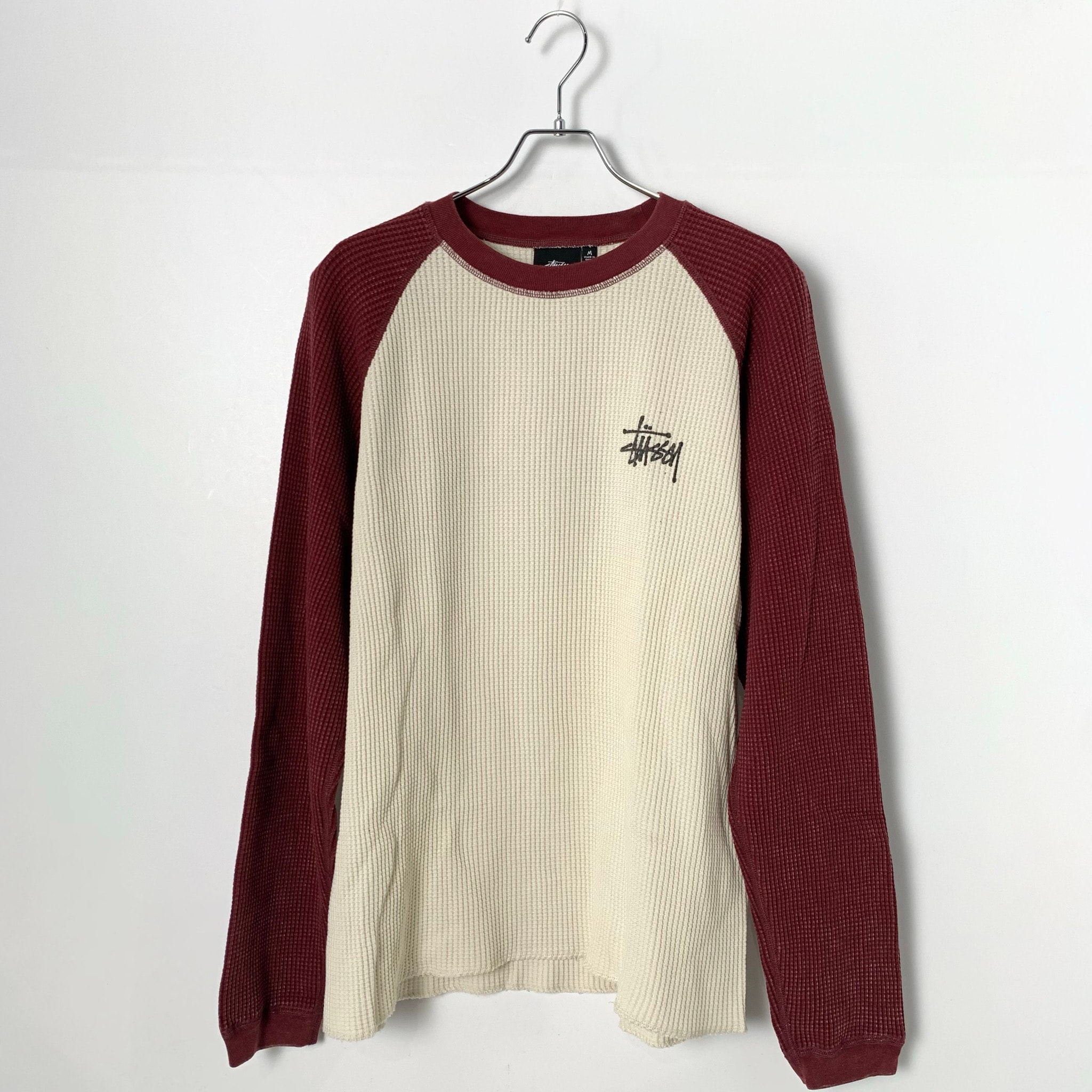 "BASIC STÜSSY THERMAL 2 TONE White×Burgundy"