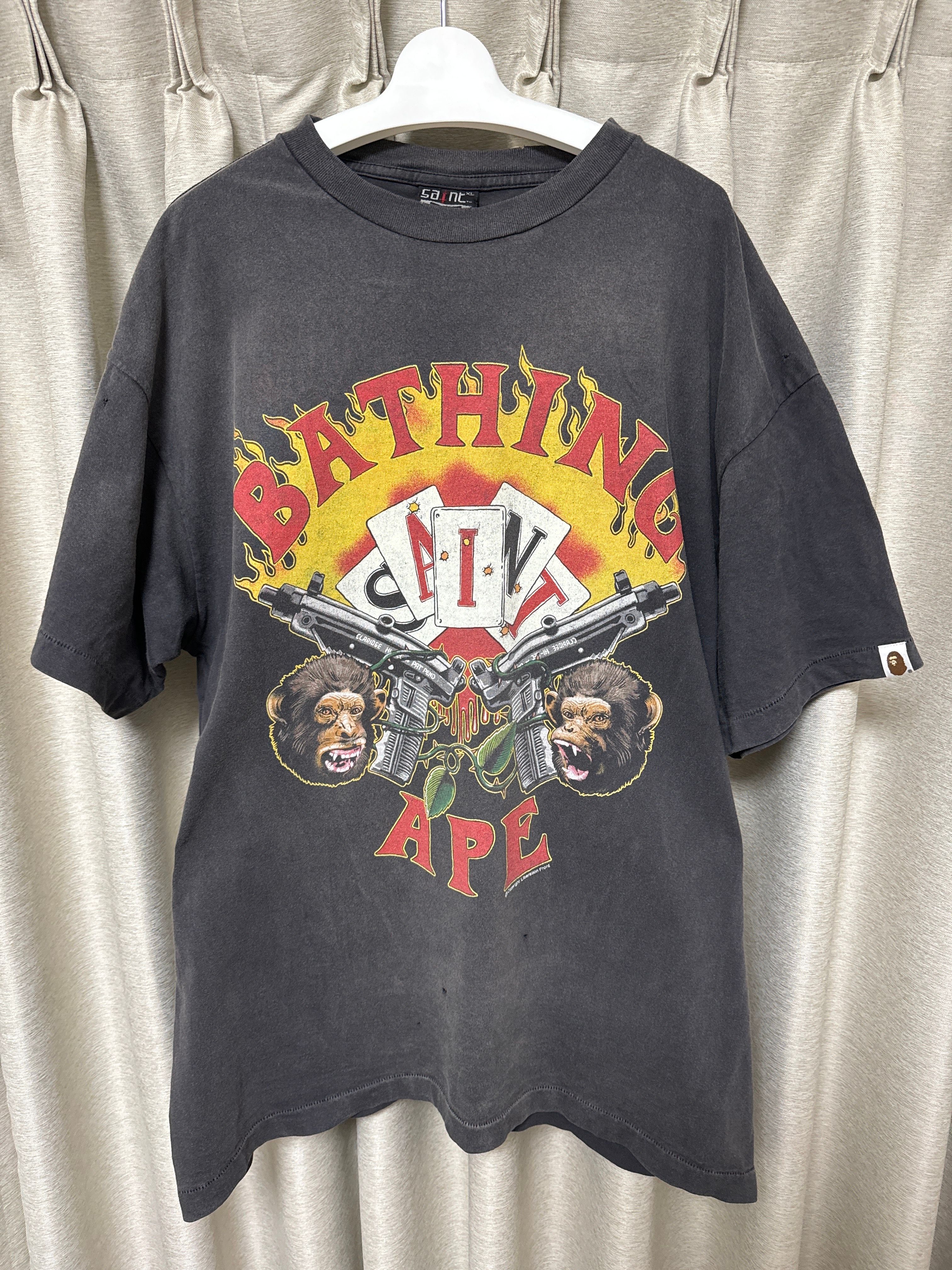 SAINT Mxxxxxx x A BATHING APE Guns Tee "Charcoal"