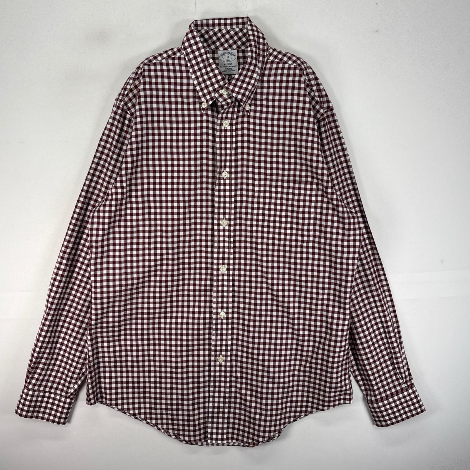 古着 ブルックスブラザーズ Brooks Brothers 長袖シャツ ボタンダウン 脇ポケット M  レッド系 チェック メンズ