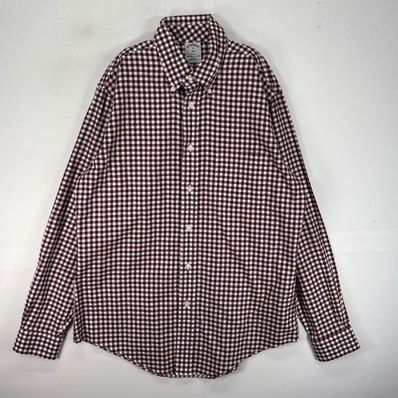 古着 ブルックスブラザーズ Brooks Brothers 長袖シャツ ボタンダウン 脇ポケット M レッド系 チェック メンズ