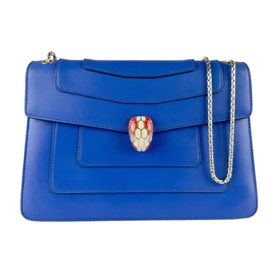 ブルガリ BVLGARI ショルダーバッグ セルペンティ フォーエバー レザー ブルー レディース【中古】 z9850
