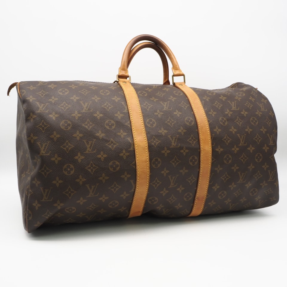 LOUIS VUITTON ルイ・ヴィトン モノグラム キーポル55 M41424 ボストンバッグ ブラウン ベージュ コーティングキャンバス レザー メンズ