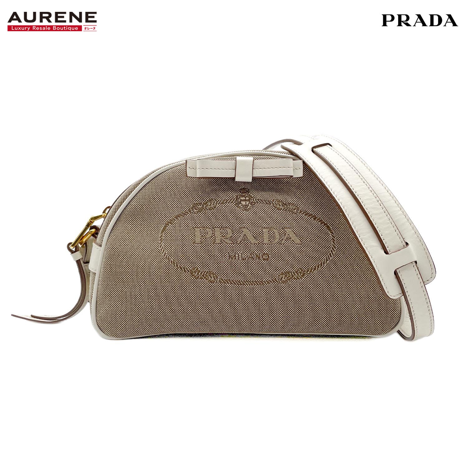 PRADA プラダ ロゴ ジャカード リボン ショルダーバッグ
トライアングルロゴ 三角プレート キャンバス レザー ブラウン レディース
【中古】