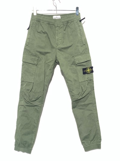 STONE ISLAND STRETCH COTTON WOOL SATIN CARGO PANT Olive