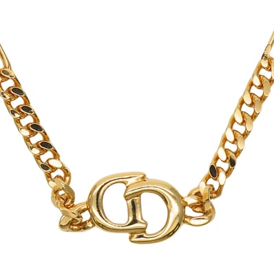 【中古】 クリスチャンディオール ネックレス メタル ゴールド メッキ CDロゴ アクセサリー レディース 女性 Christian Dior