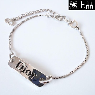 【極上品】Christian Dior クリスチャンディオール CDロゴ プレート ブレスレット シルバー アクセサリー