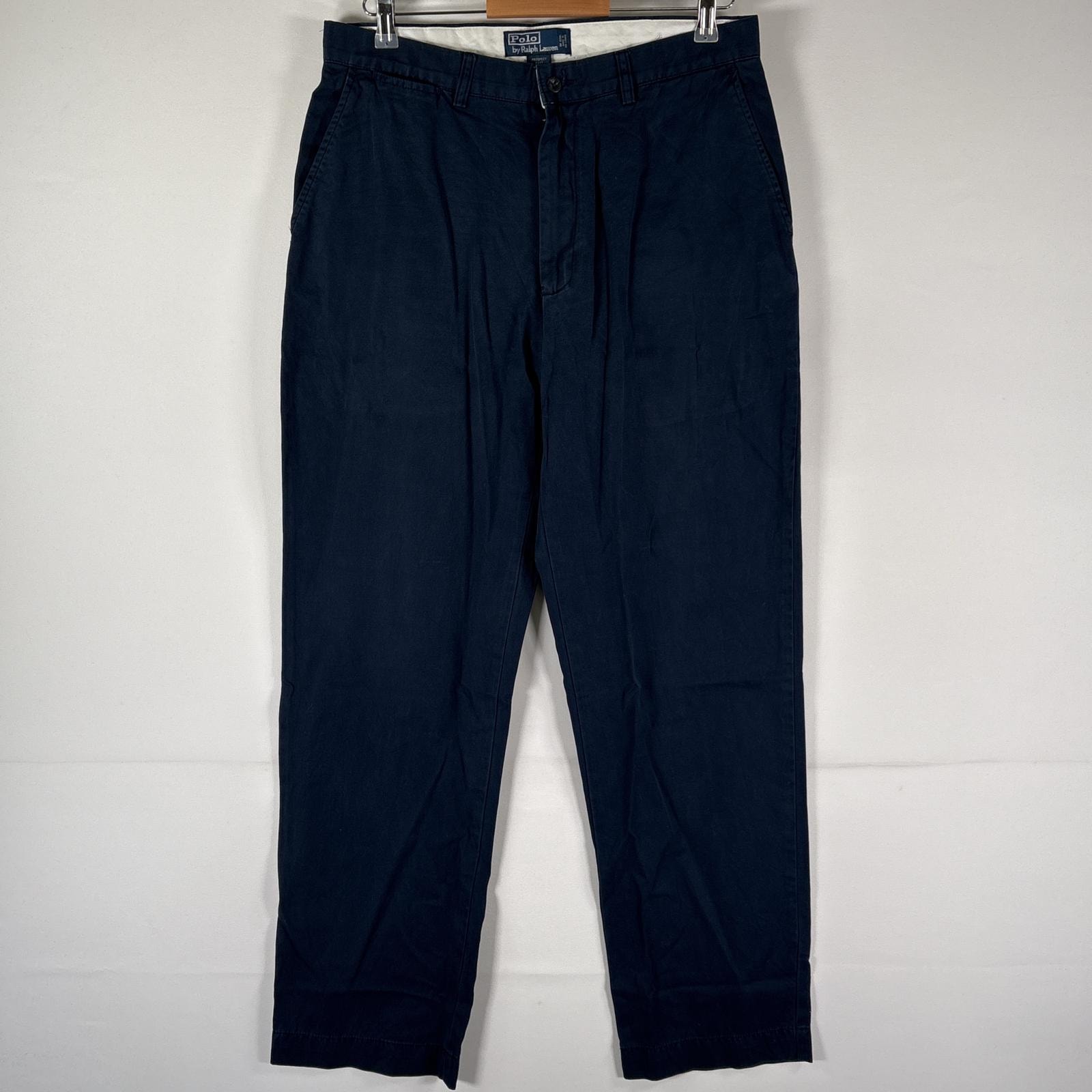 古着 ポロバイラルフローレン Polo by Ralph Lauren チノパンツ 長ズボン ボトムス ワンポイントロゴ刺繍 w34 L32  ネイビー メンズ