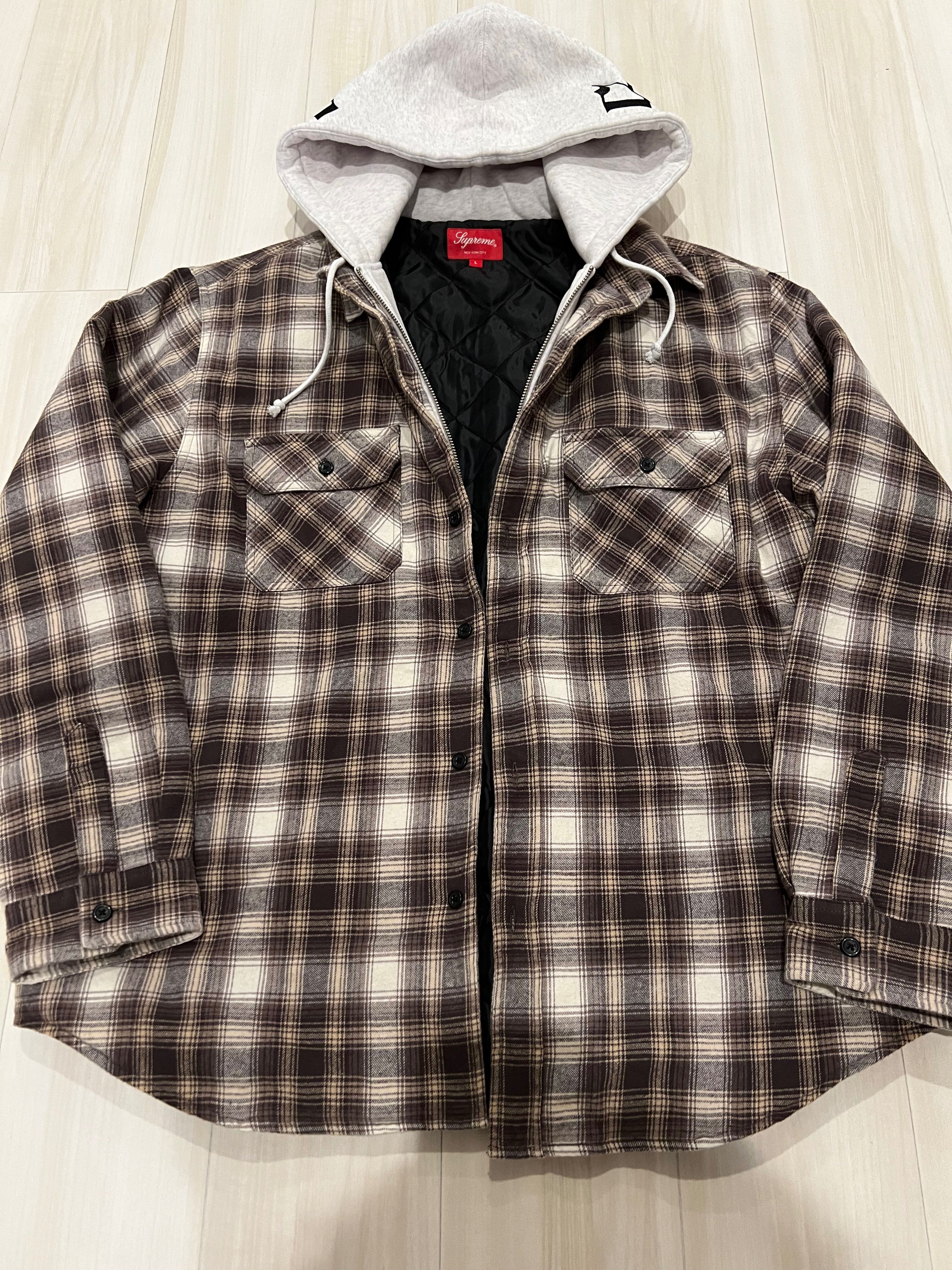 Supreme Hooded Flannel Zip Up Shirt "Brown"