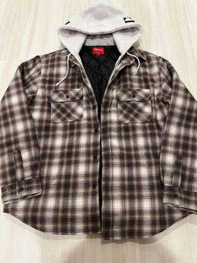 Supreme Hooded Flannel Zip Up Shirt "Brown"