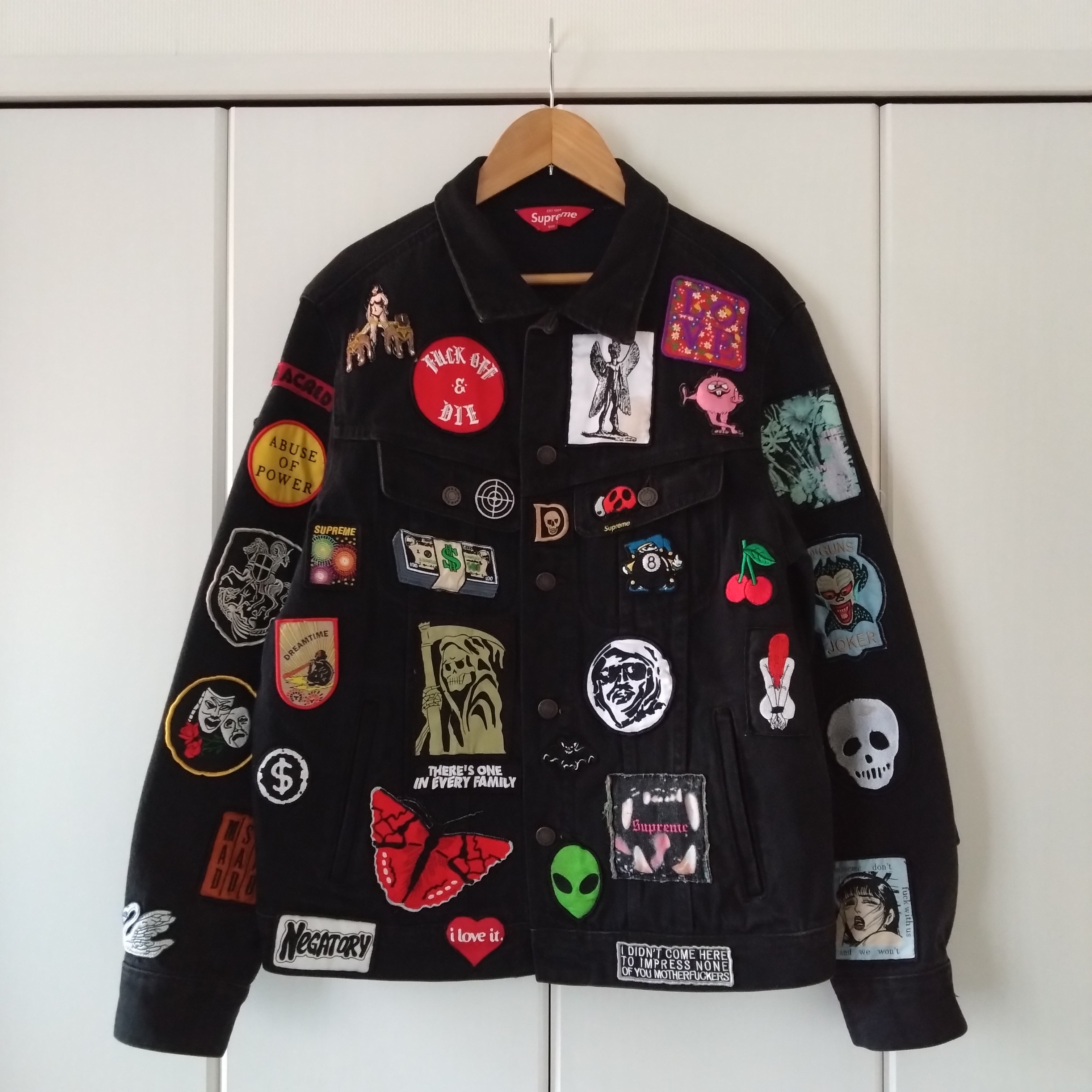 Supreme Patches Denim Trucker Jacket "Black"
