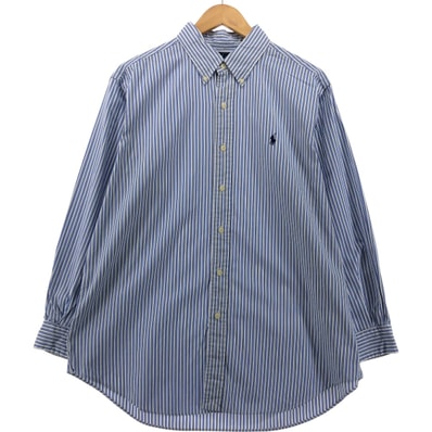 古着 ラルフローレン Ralph Lauren CLASSIC FIT クラシックフィット ストライプ柄 長袖 ボタンダウンストライプシャツ メンズL相当/eaa551956