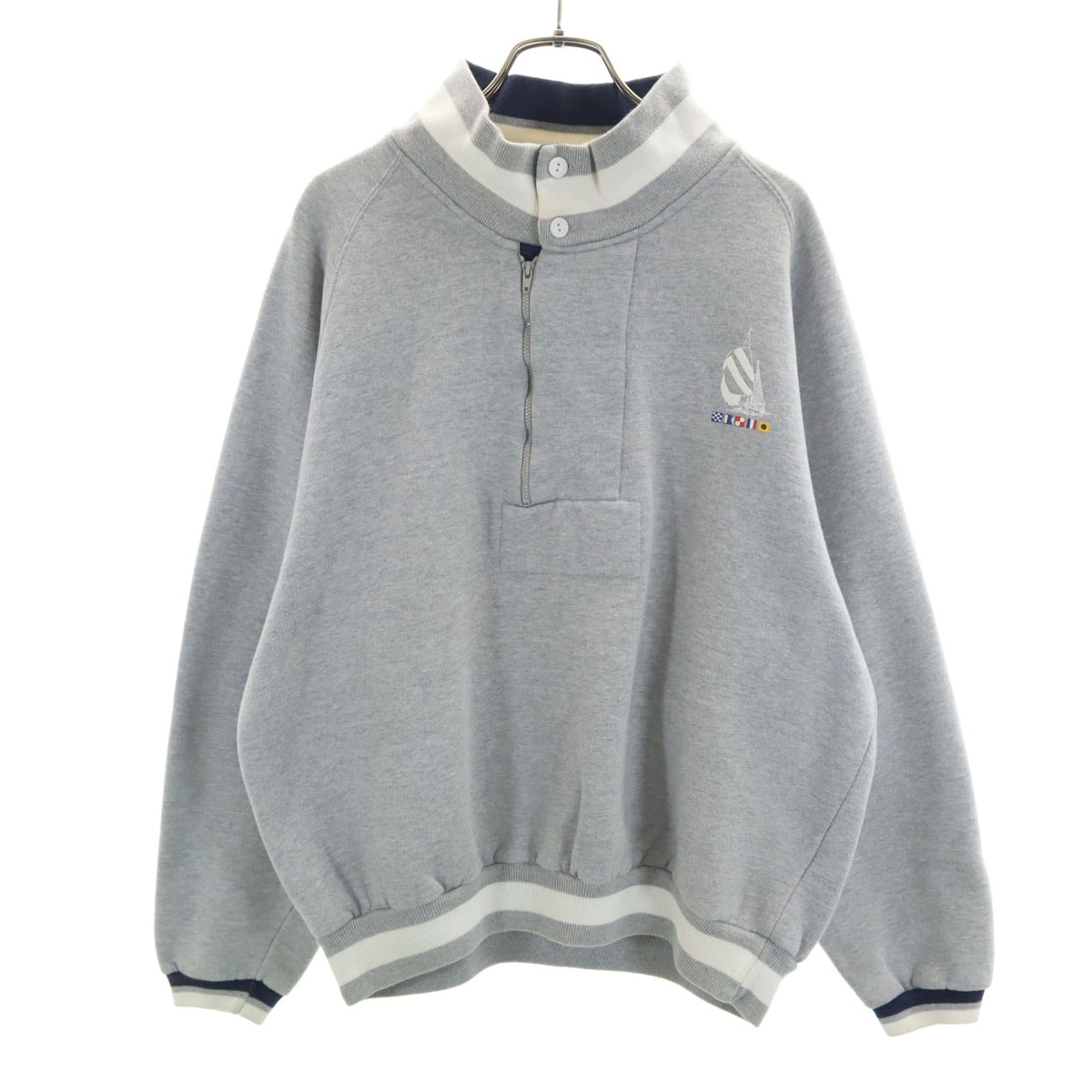 NAUTICA COMPETITION ノーティカ コンペティション 80s ヴィンテージ 長袖 ハーフジップ スウェット L グレー