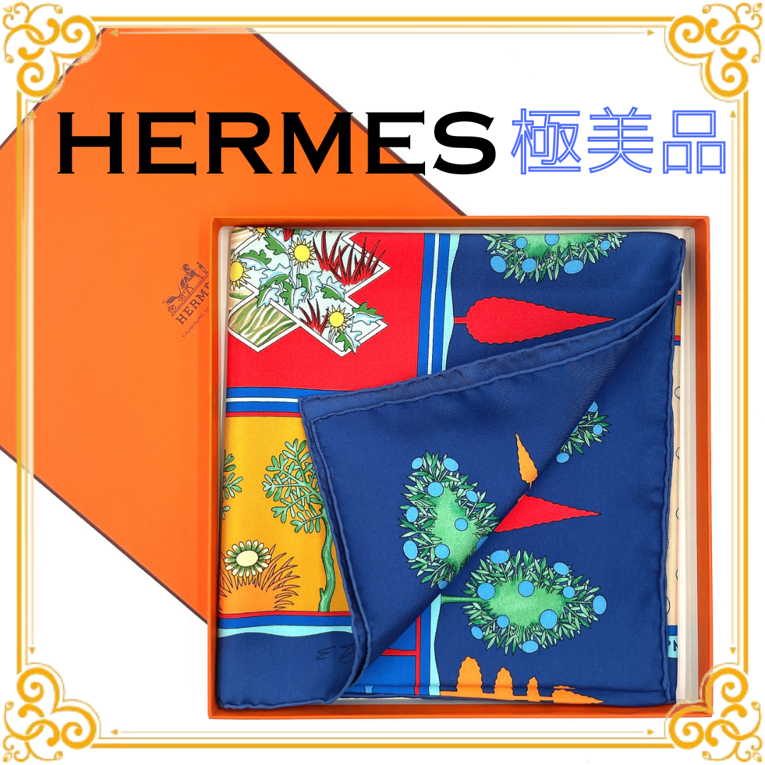 ✨️極美品✨️ エルメス カレ90 パラダイス レディース スカーフ ネイビー